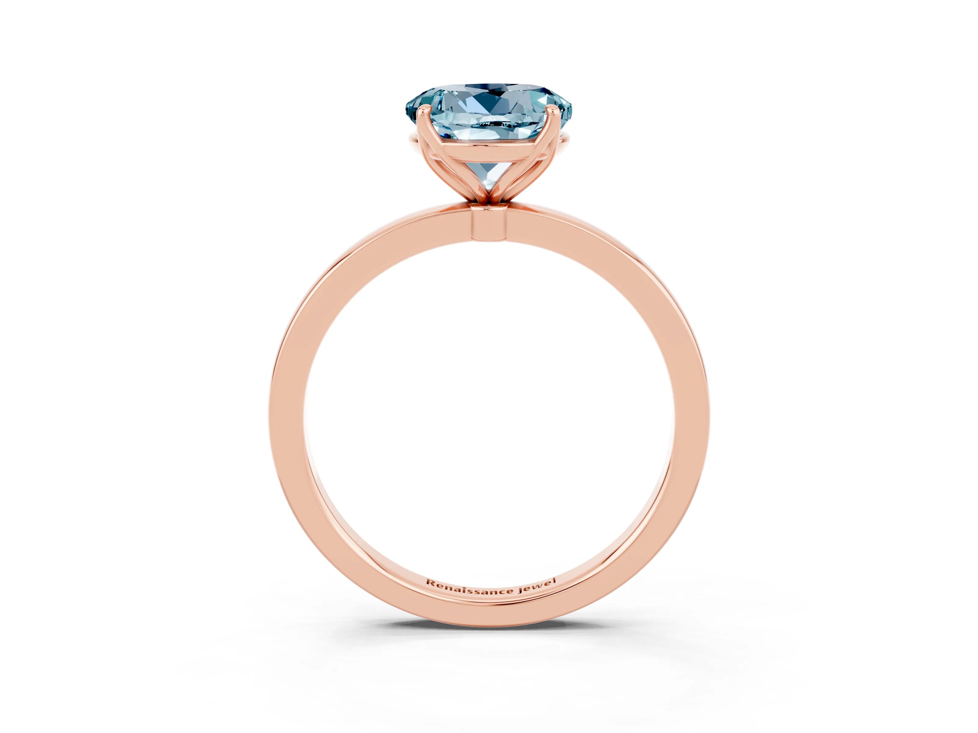 Rose gold Round Cut Solitaire Diamond Ring with Thin Band and Four-Prong Setting_3