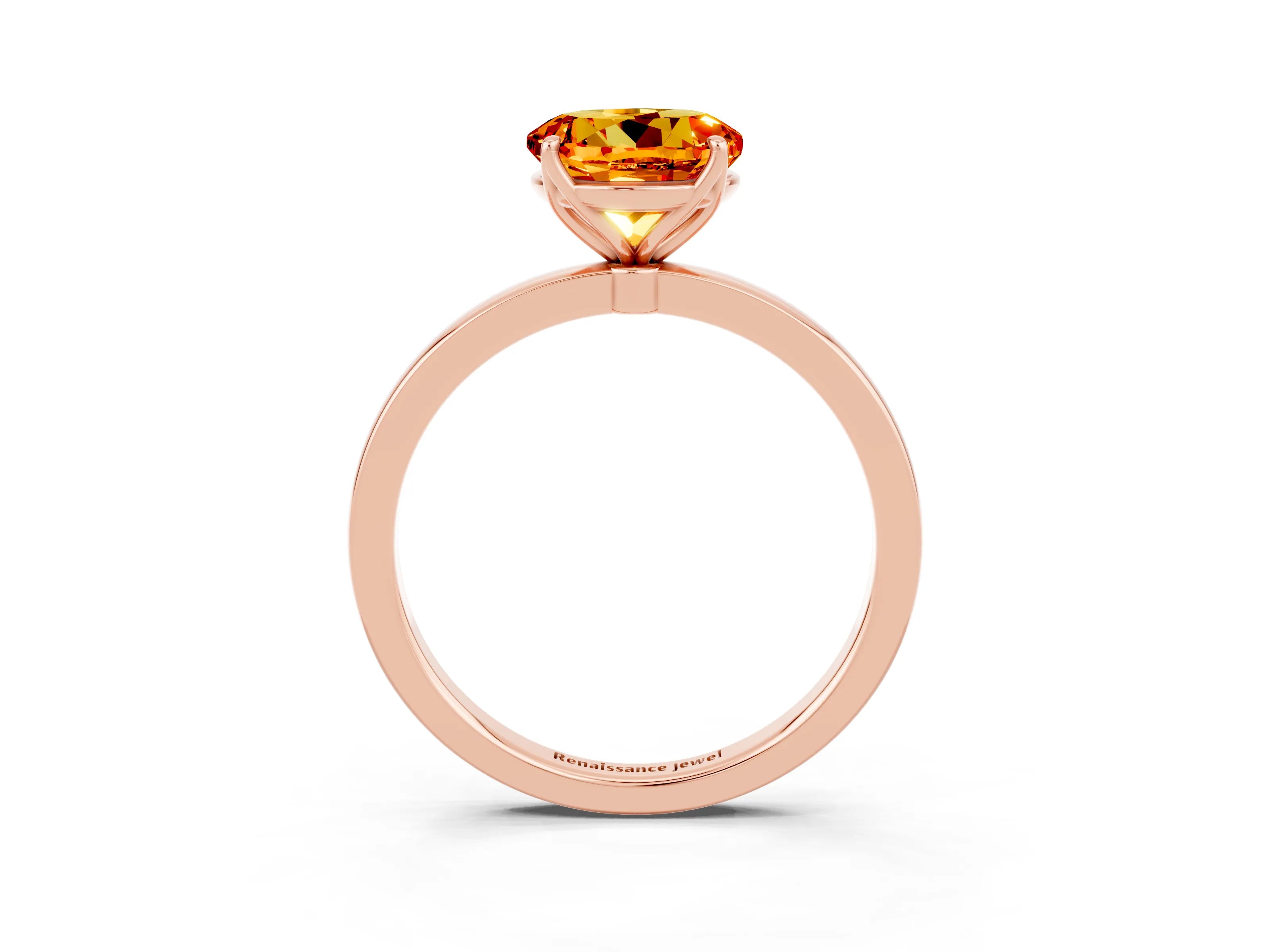 Rose gold Round Cut Solitaire Diamond Ring with Thin Band and Four-Prong Setting_3