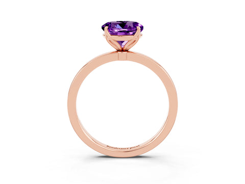 Rose gold Round Cut Solitaire Diamond Ring with Thin Band and Four-Prong Setting_3