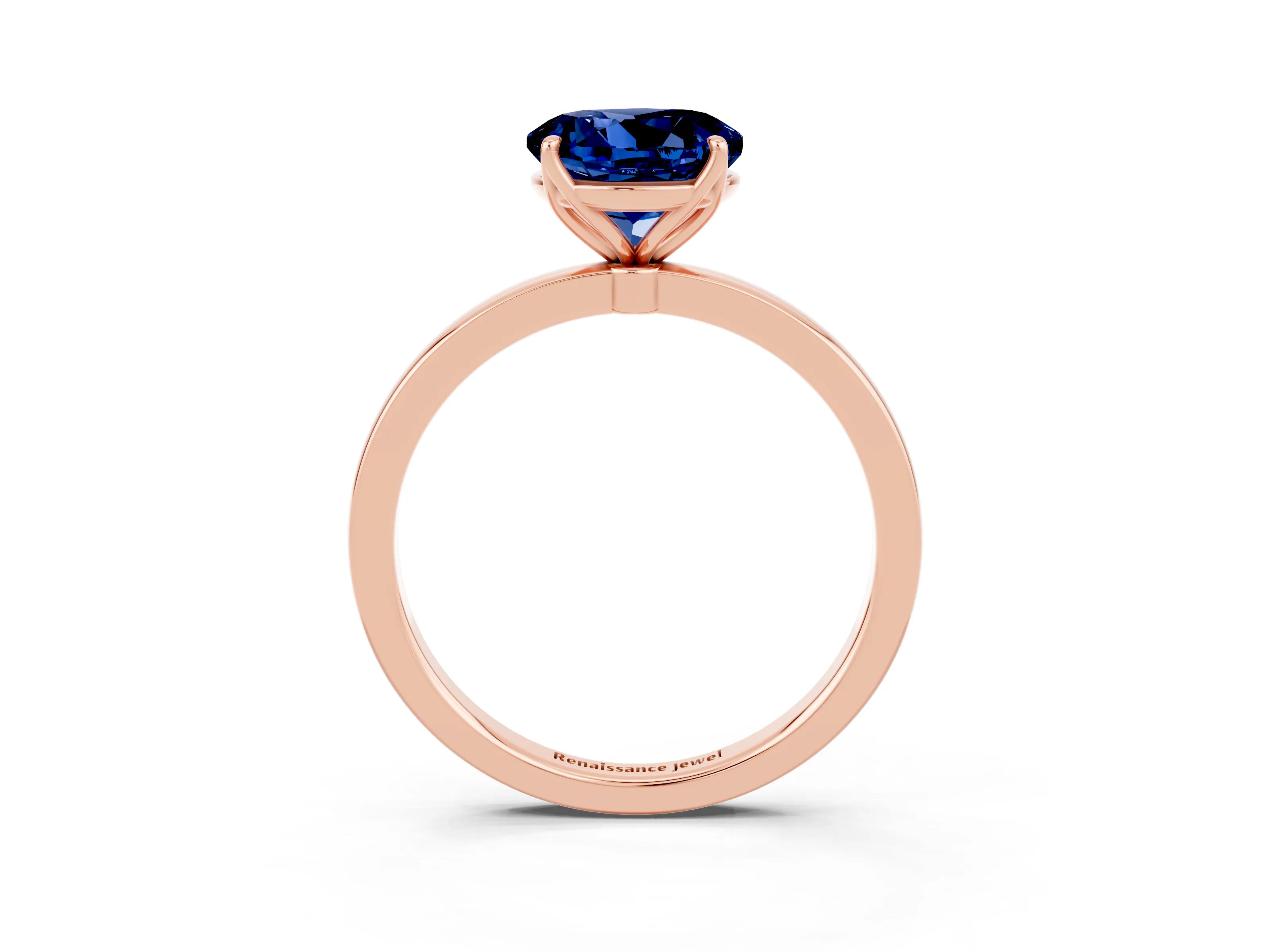 Rose gold Round Cut Solitaire Diamond Ring with Thin Band and Four-Prong Setting_3