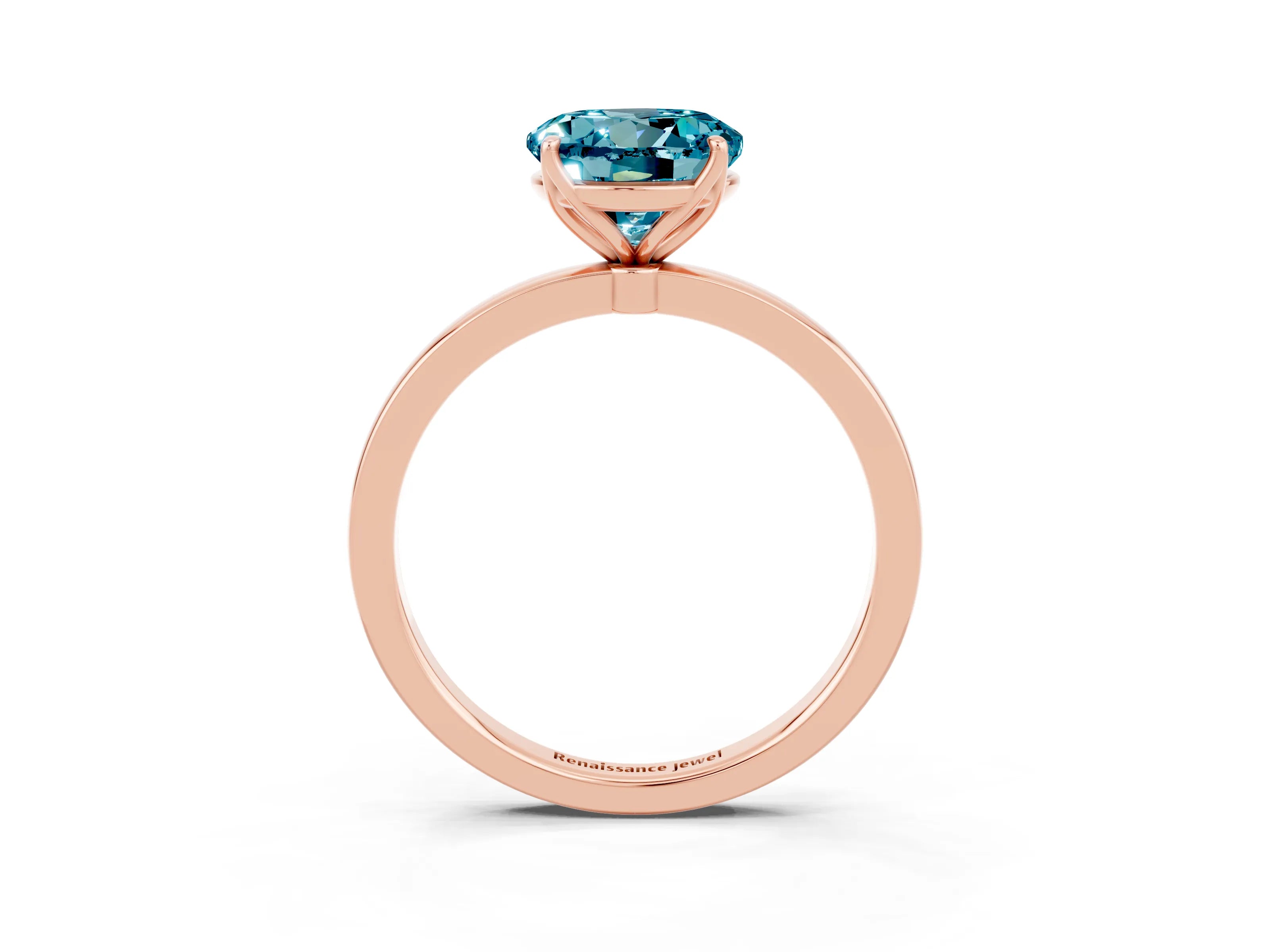 Rose gold Round Cut Solitaire Diamond Ring with Thin Band and Four-Prong Setting_3
