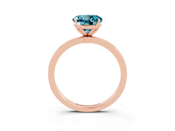 Rose gold Round Cut Solitaire Diamond Ring with Thin Band and Four-Prong Setting