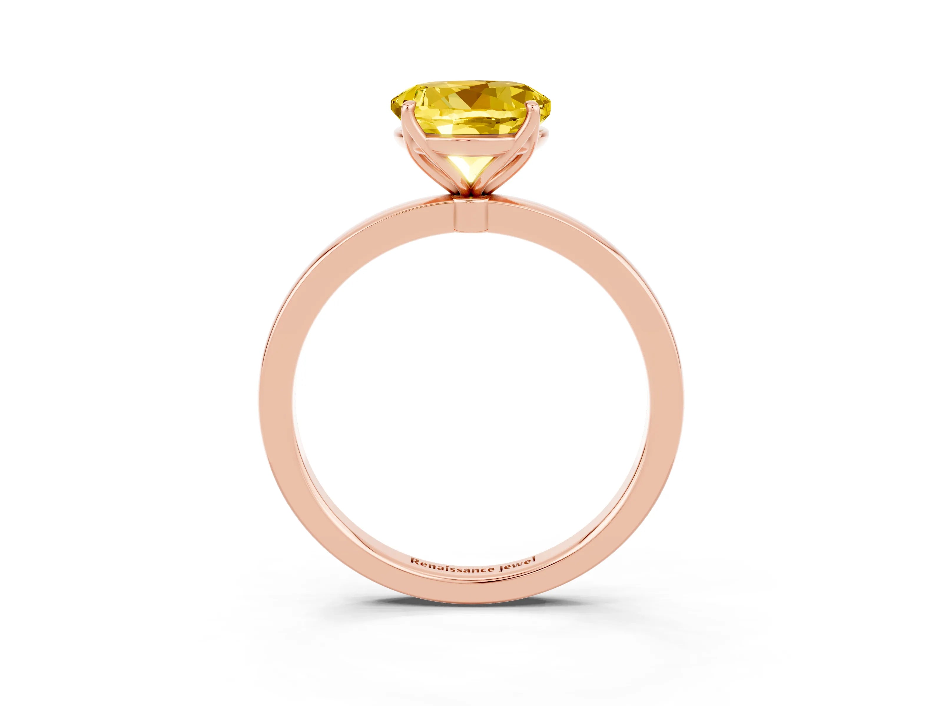 Rose gold Round Cut Solitaire Diamond Ring with Thin Band and Four-Prong Setting_3
