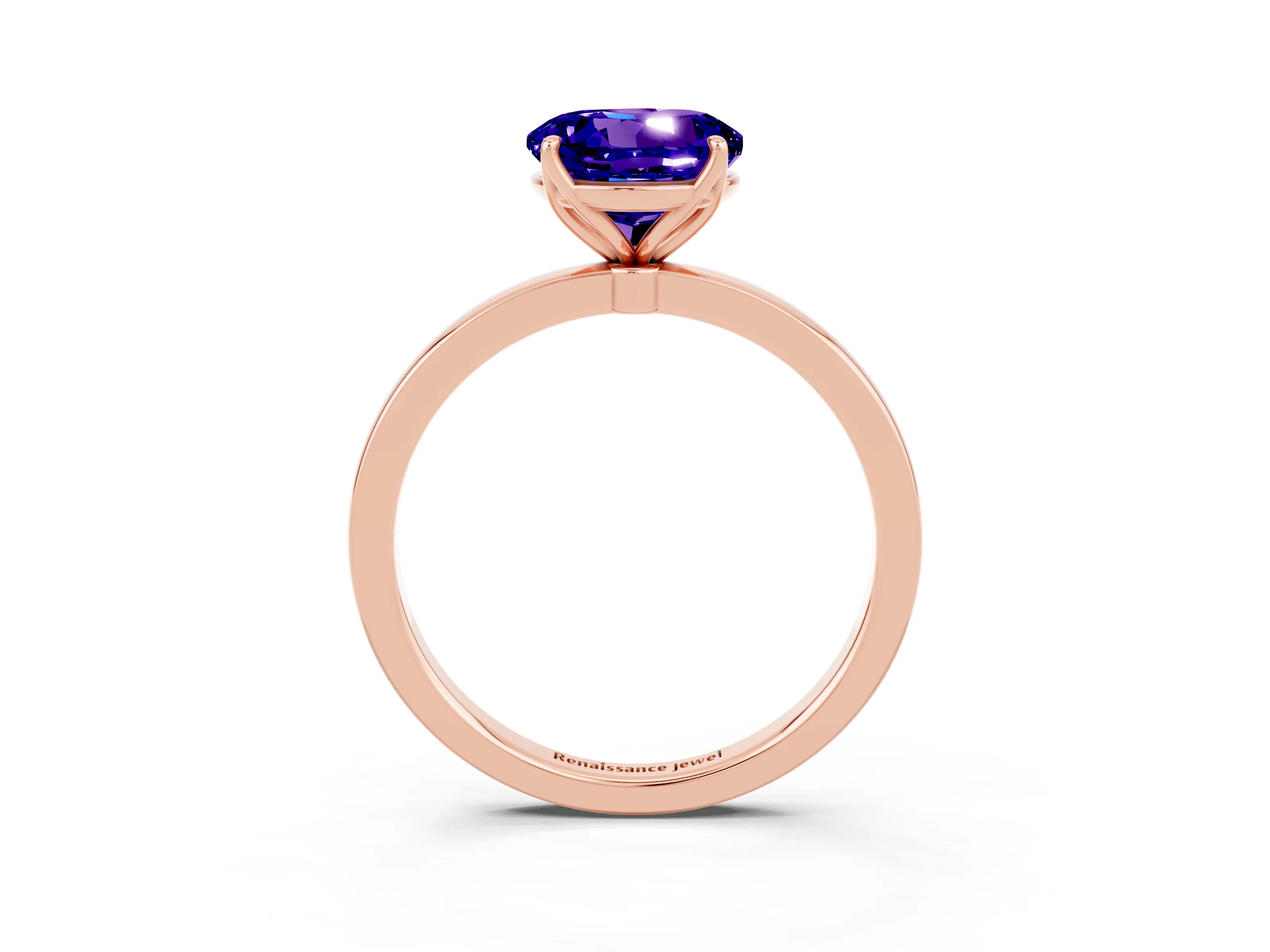 Rose gold Round Cut Solitaire Diamond Ring with Thin Band and Four-Prong Setting_3