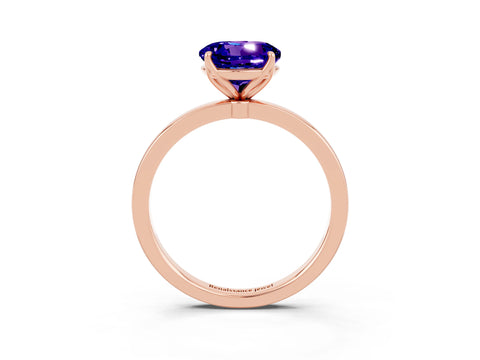 Rose gold Round Cut Solitaire Diamond Ring with Thin Band and Four-Prong Setting_3
