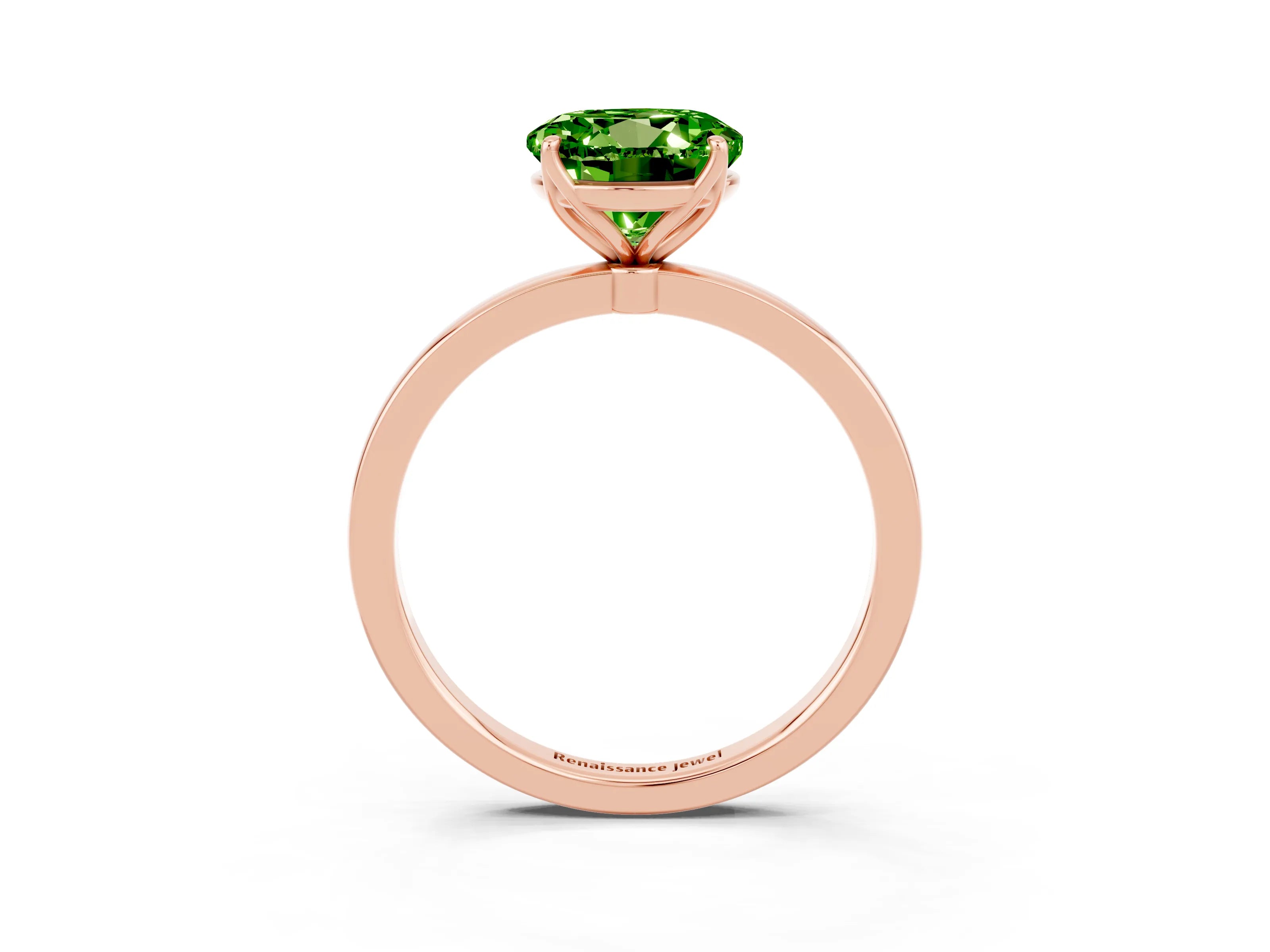 Rose gold Round Cut Solitaire Diamond Ring with Thin Band and Four-Prong Setting_3