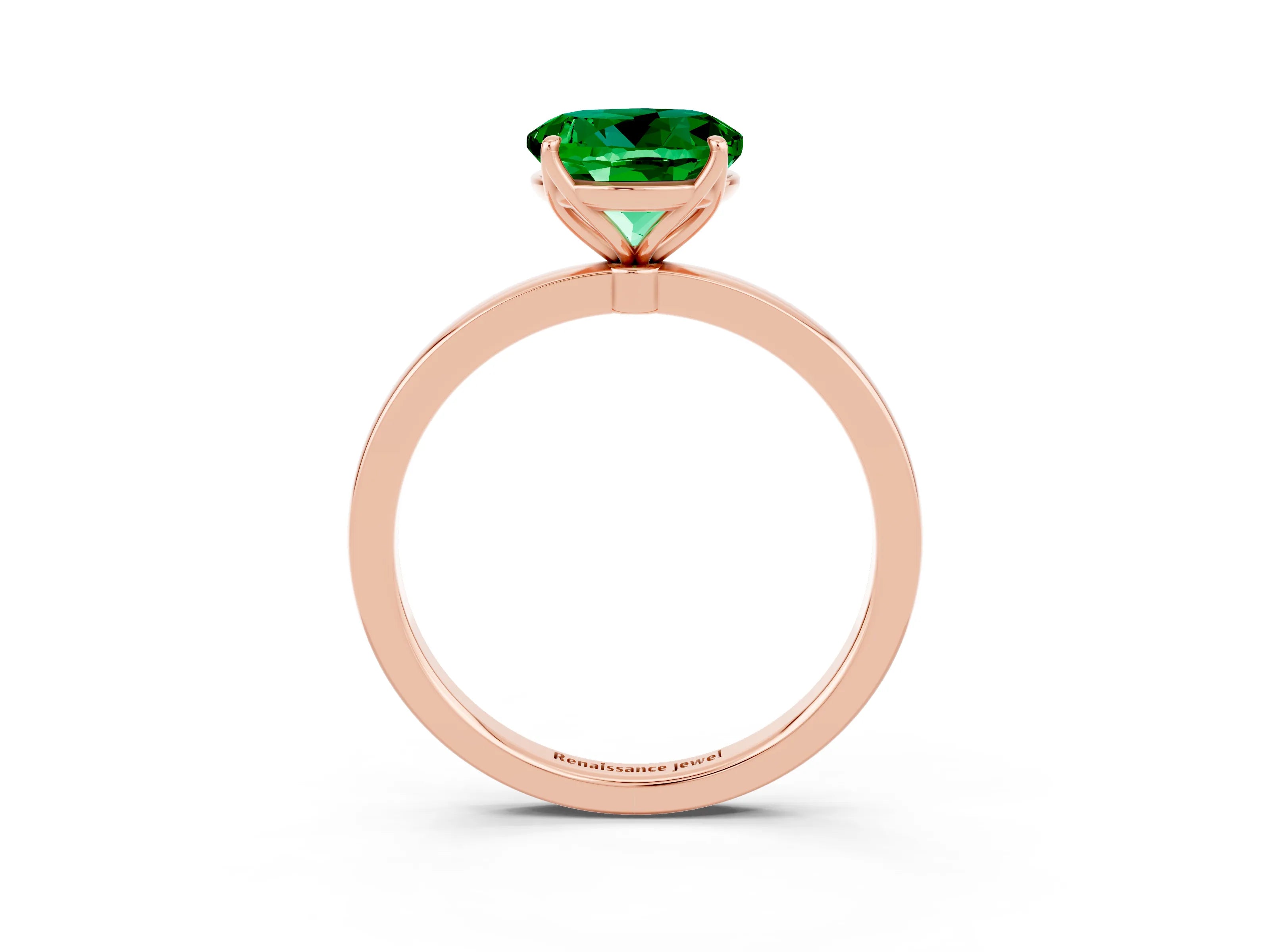 Rose gold Round Cut Solitaire Diamond Ring with Thin Band and Four-Prong Setting_3