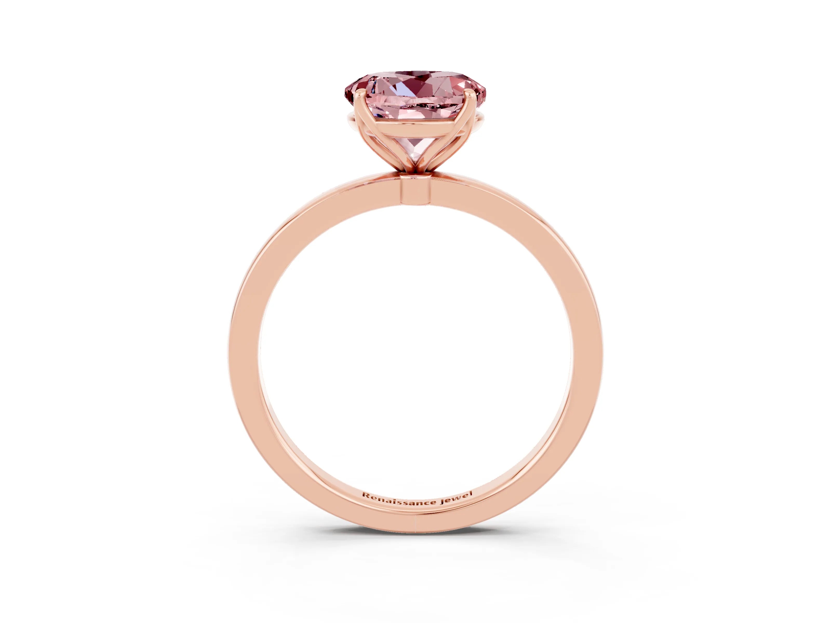 Rose gold Round Cut Solitaire Diamond Ring with Thin Band and Four-Prong Setting_3