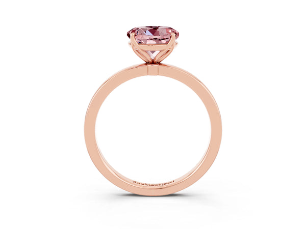 Rose gold Round Cut Solitaire Diamond Ring with Thin Band and Four-Prong Setting
