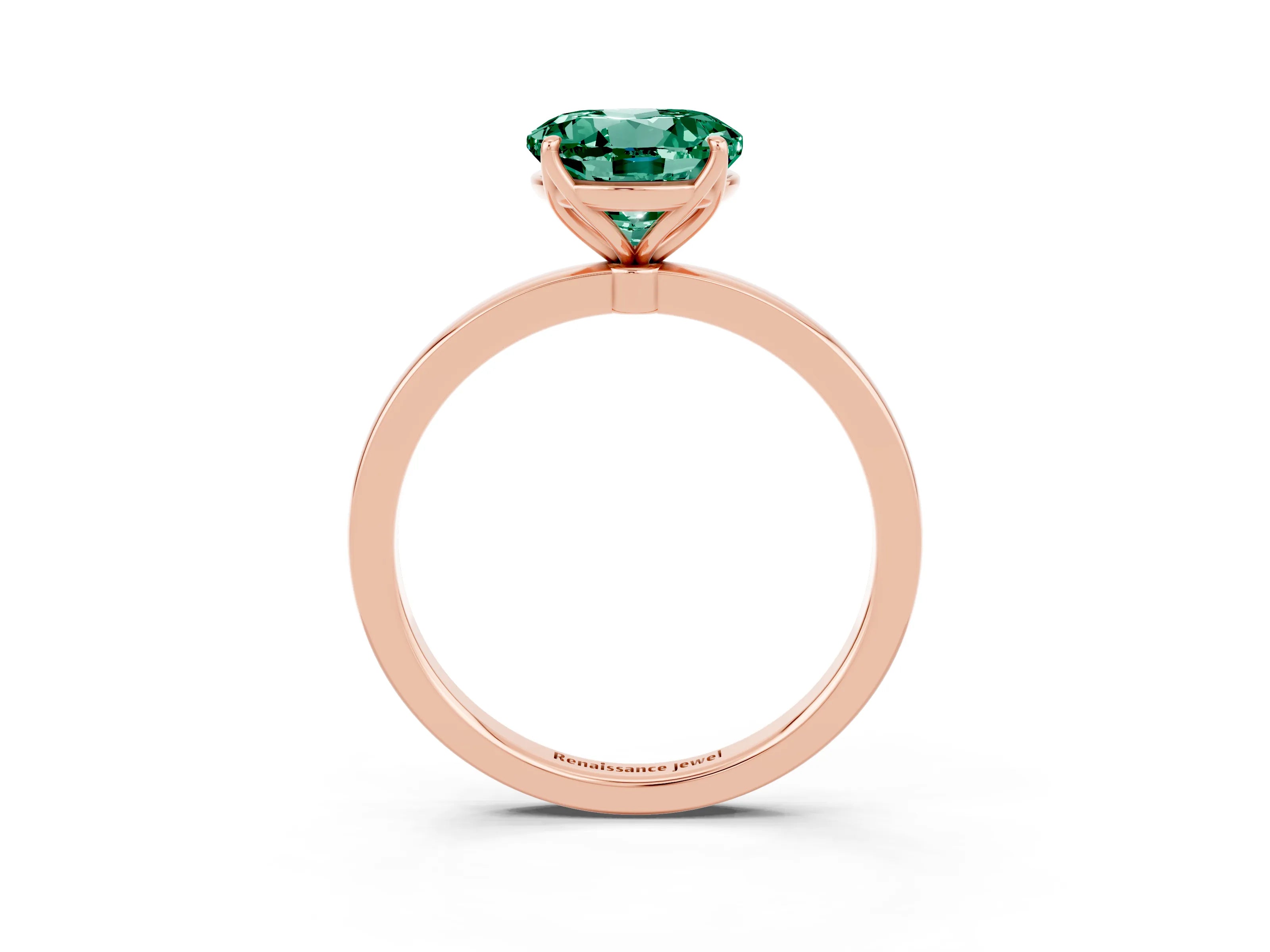 Rose gold Round Cut Solitaire Diamond Ring with Thin Band and Four-Prong Setting_3