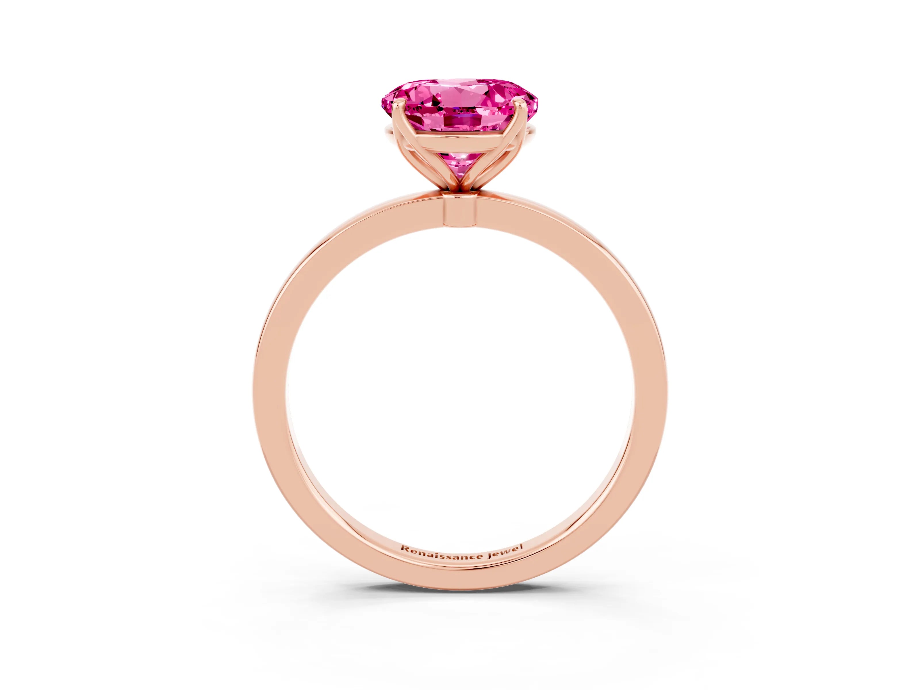 Rose gold Round Cut Solitaire Diamond Ring with Thin Band and Four-Prong Setting_3