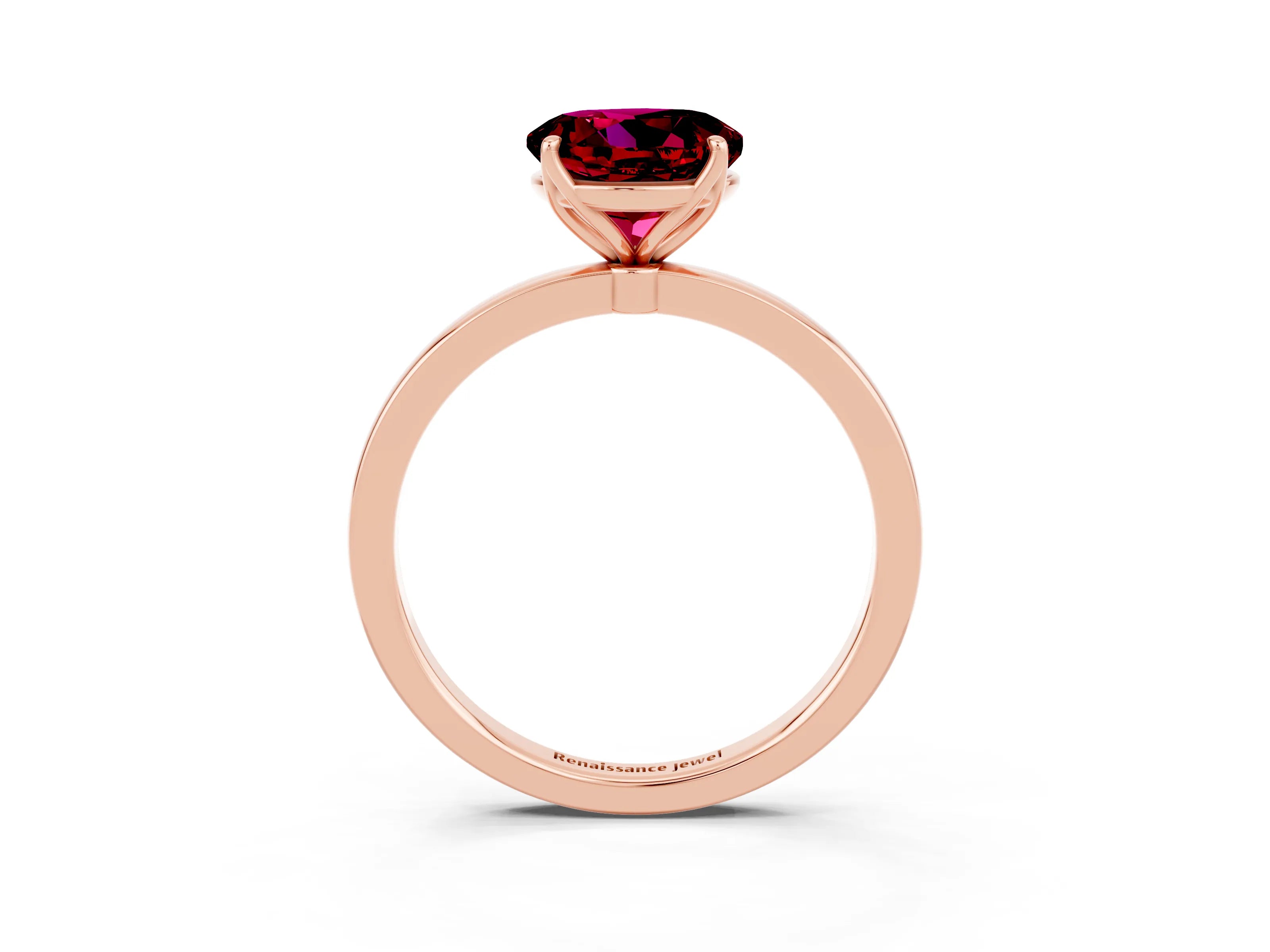 Rose gold Round Cut Solitaire Diamond Ring with Thin Band and Four-Prong Setting_3