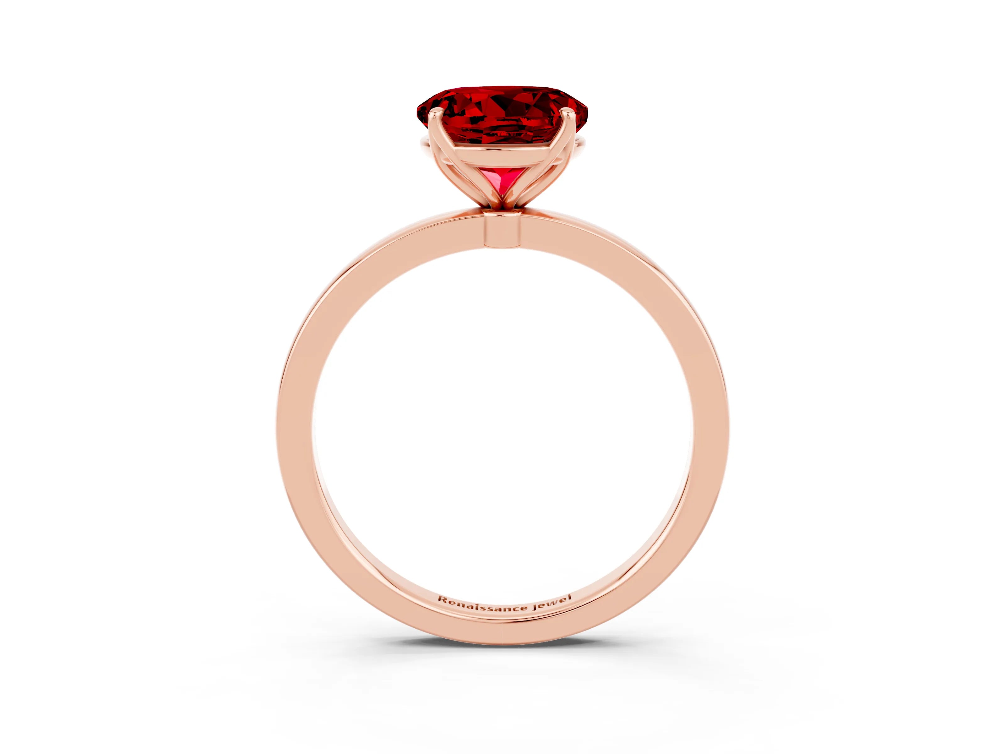 Rose gold Round Cut Solitaire Diamond Ring with Thin Band and Four-Prong Setting_3