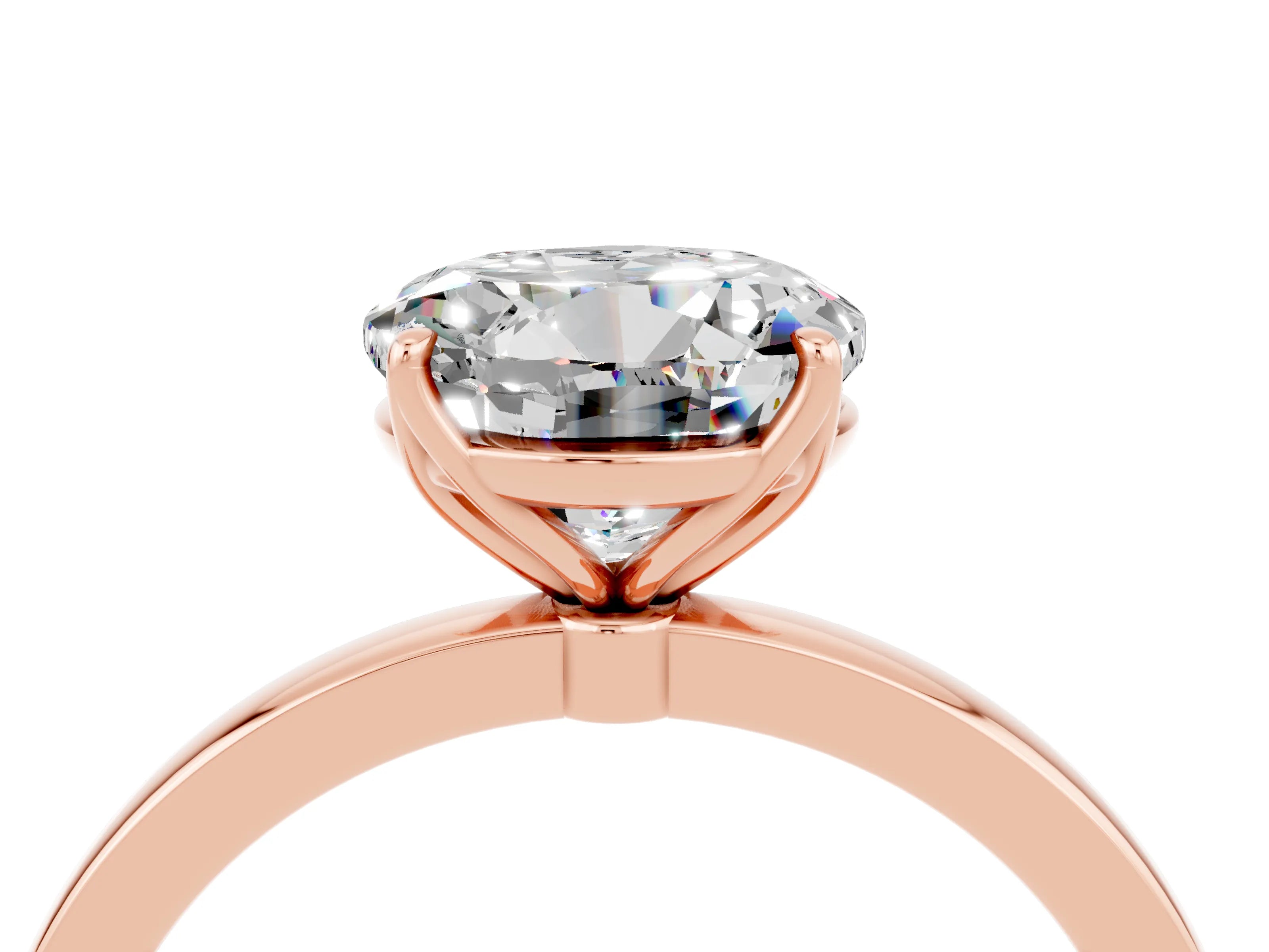 Rose gold Round Cut Solitaire Diamond Ring with Thin Band and Four-Prong Setting_4