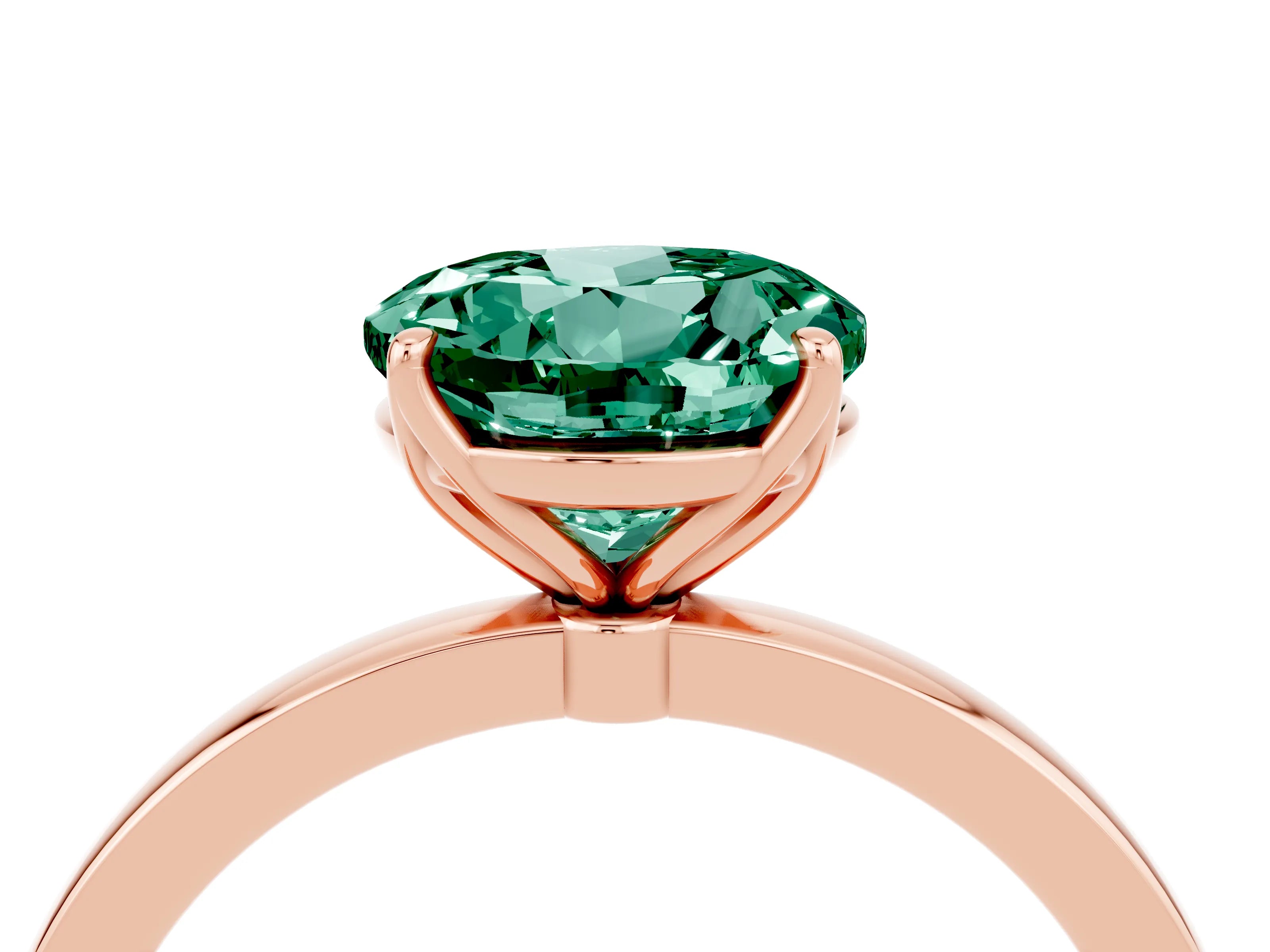 Rose gold Round Cut Solitaire Diamond Ring with Thin Band and Four-Prong Setting_4