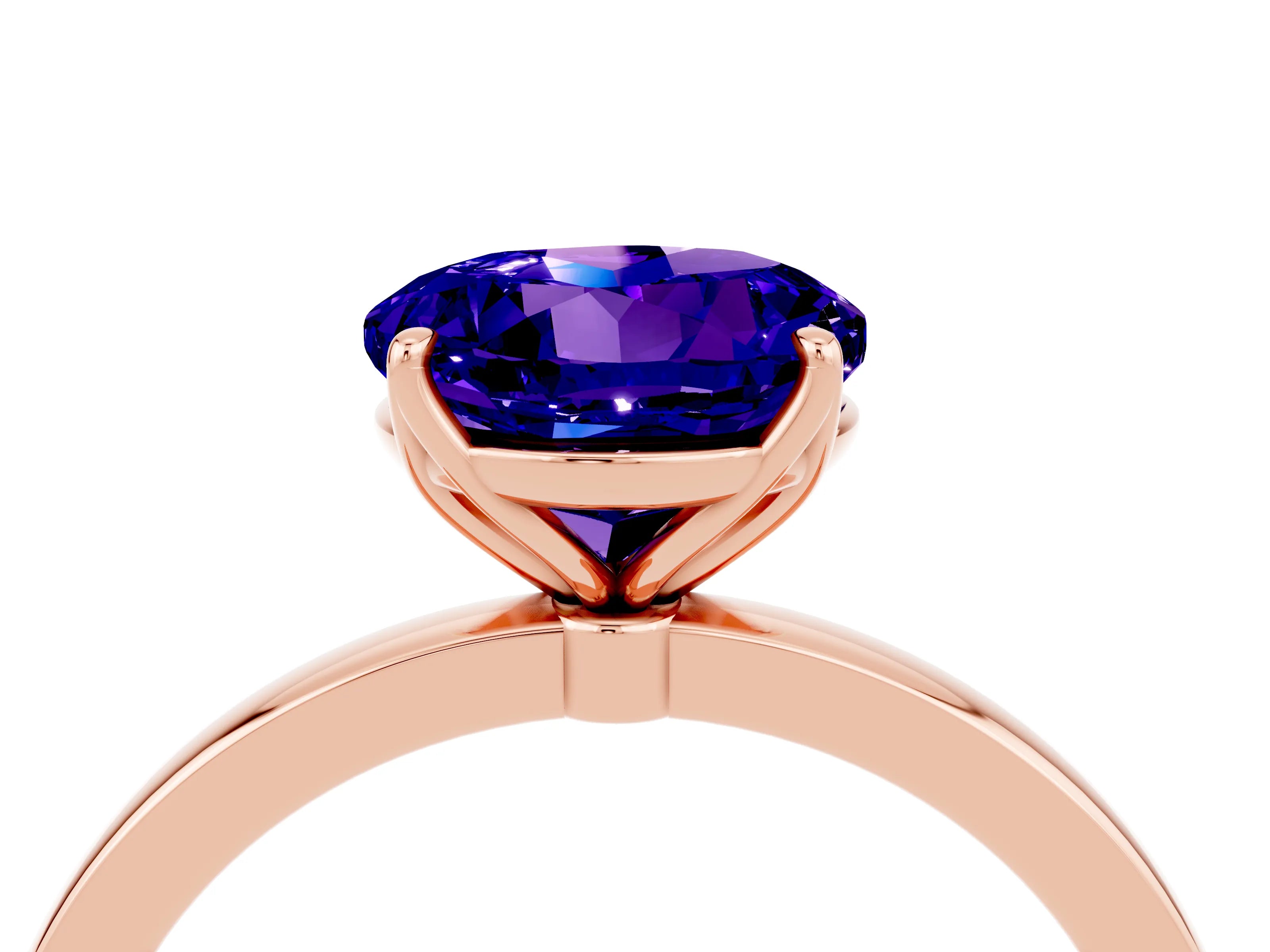 Rose gold Round Cut Solitaire Diamond Ring with Thin Band and Four-Prong Setting_4