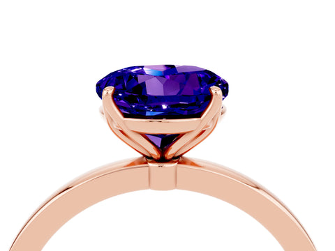 Rose gold Round Cut Solitaire Diamond Ring with Thin Band and Four-Prong Setting_4