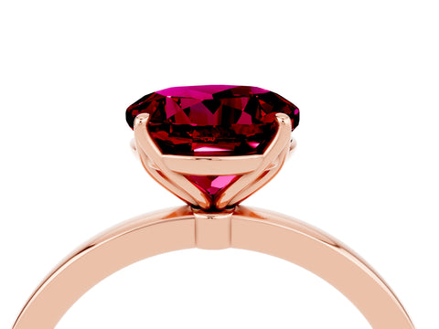 Rose gold Round Cut Solitaire Diamond Ring with Thin Band and Four-Prong Setting_4