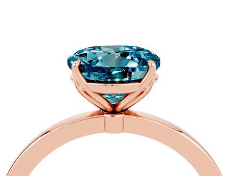 Rose gold Round Cut Solitaire Diamond Ring with Thin Band and Four-Prong Setting_4