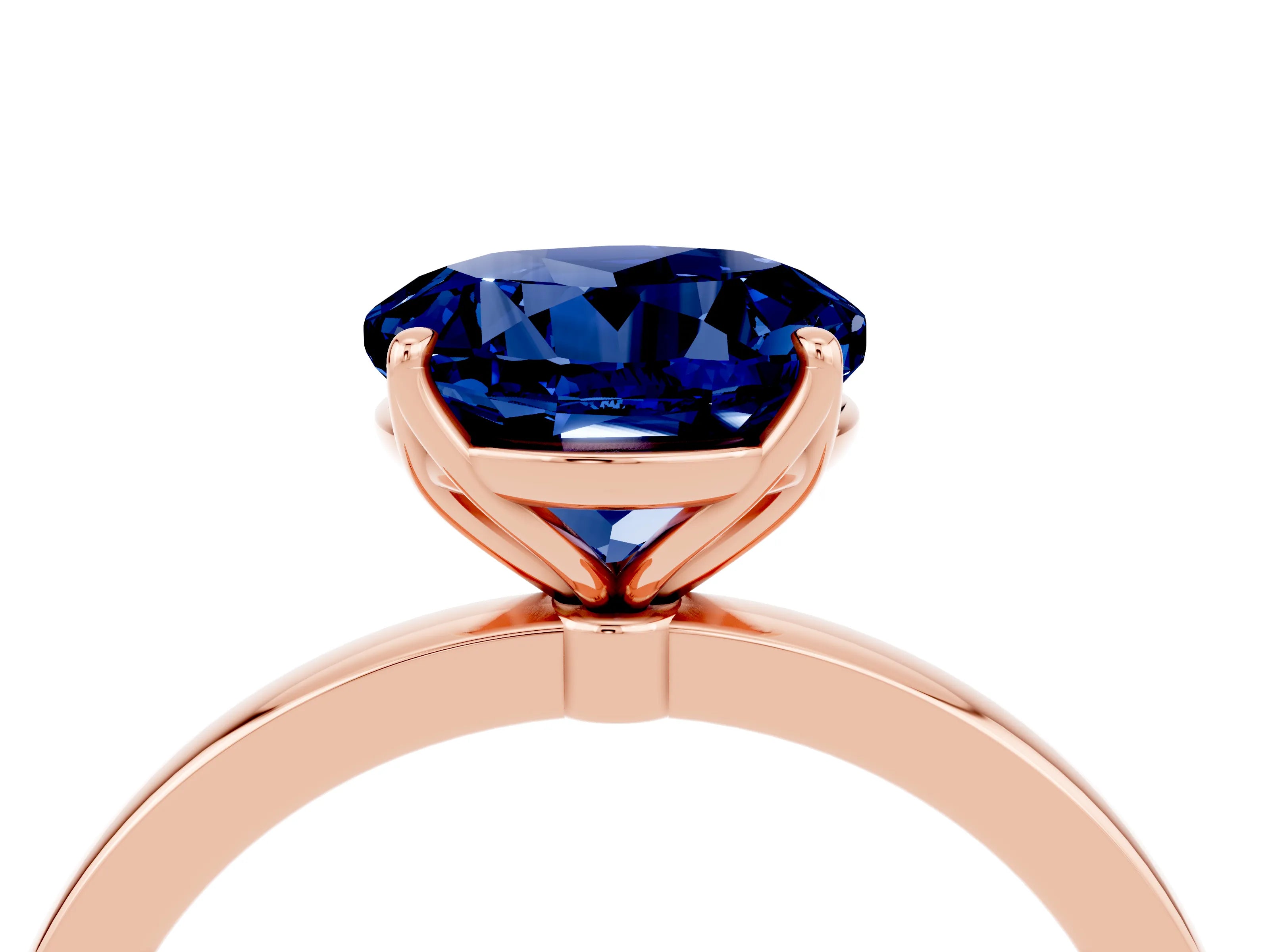 Rose gold Round Cut Solitaire Diamond Ring with Thin Band and Four-Prong Setting_4