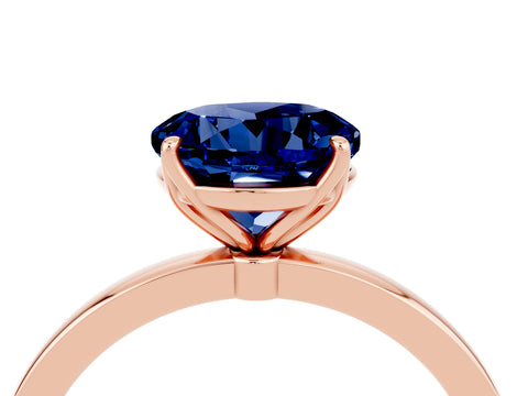 Rose gold Round Cut Solitaire Diamond Ring with Thin Band and Four-Prong Setting_4