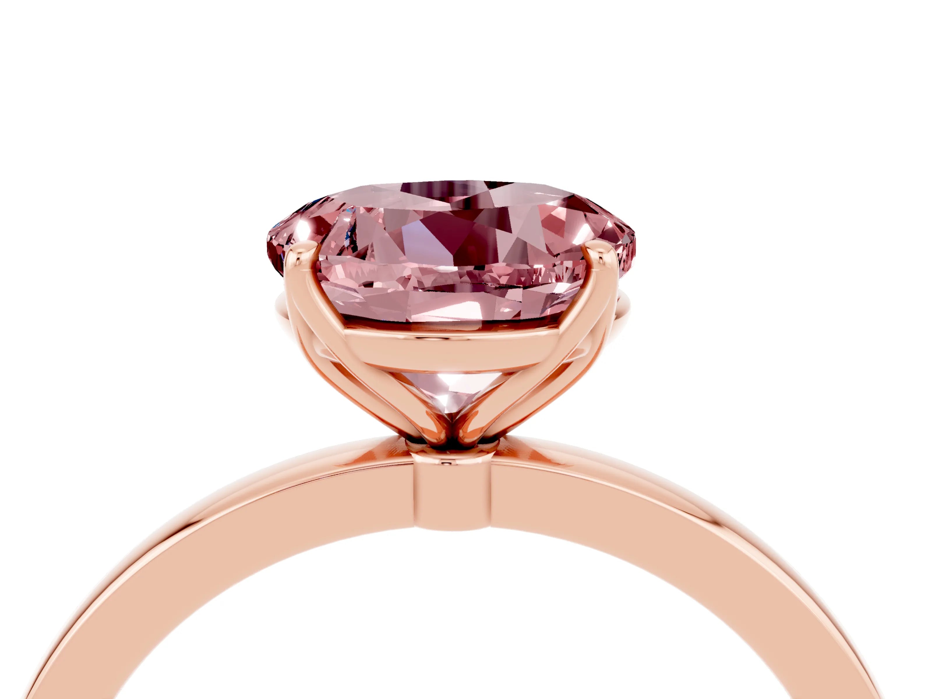 Rose gold Round Cut Solitaire Diamond Ring with Thin Band and Four-Prong Setting_4