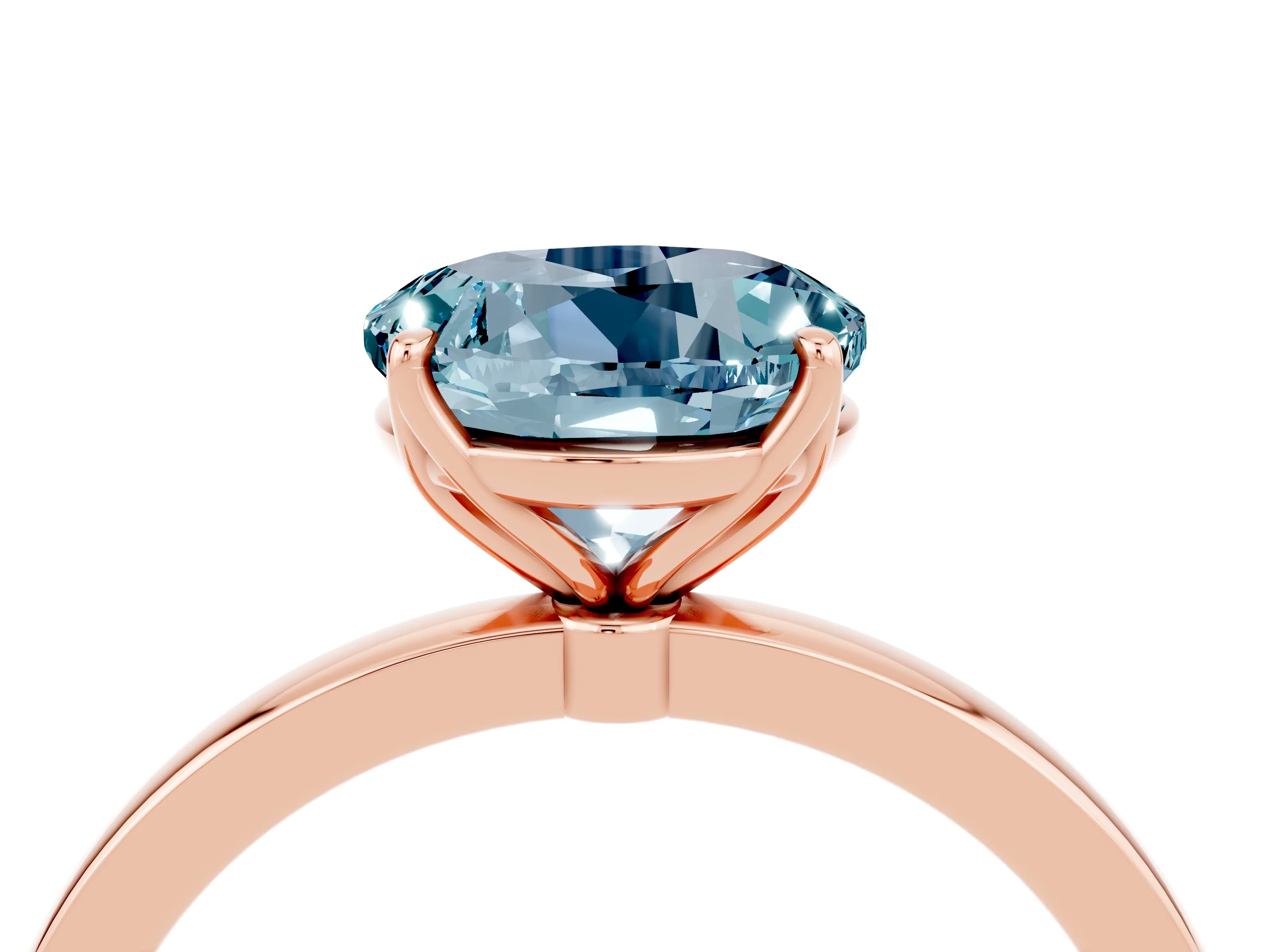 Rose gold Round Cut Solitaire Diamond Ring with Thin Band and Four-Prong Setting_4