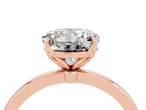 Rose gold Round Cut Solitaire Diamond Ring with Thin Band and Four-Prong Setting_4