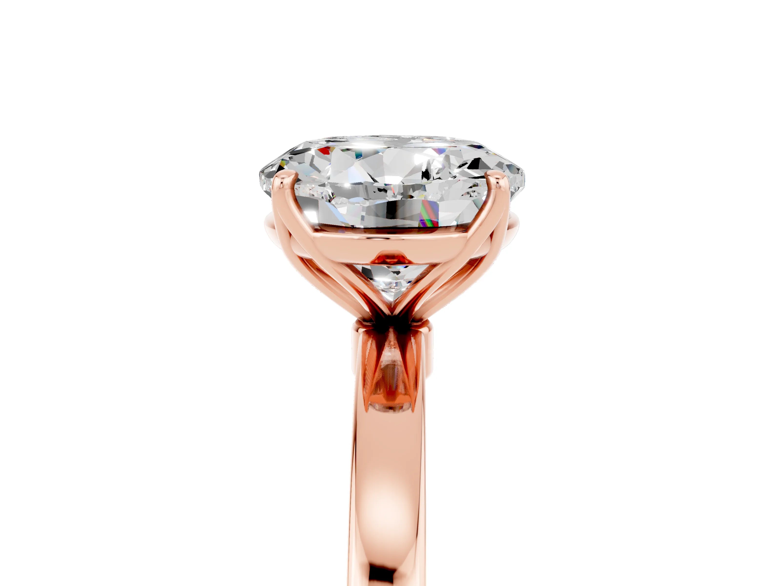 Rose gold Round Cut Solitaire Diamond Ring with Thin Band and Four-Prong Setting_5