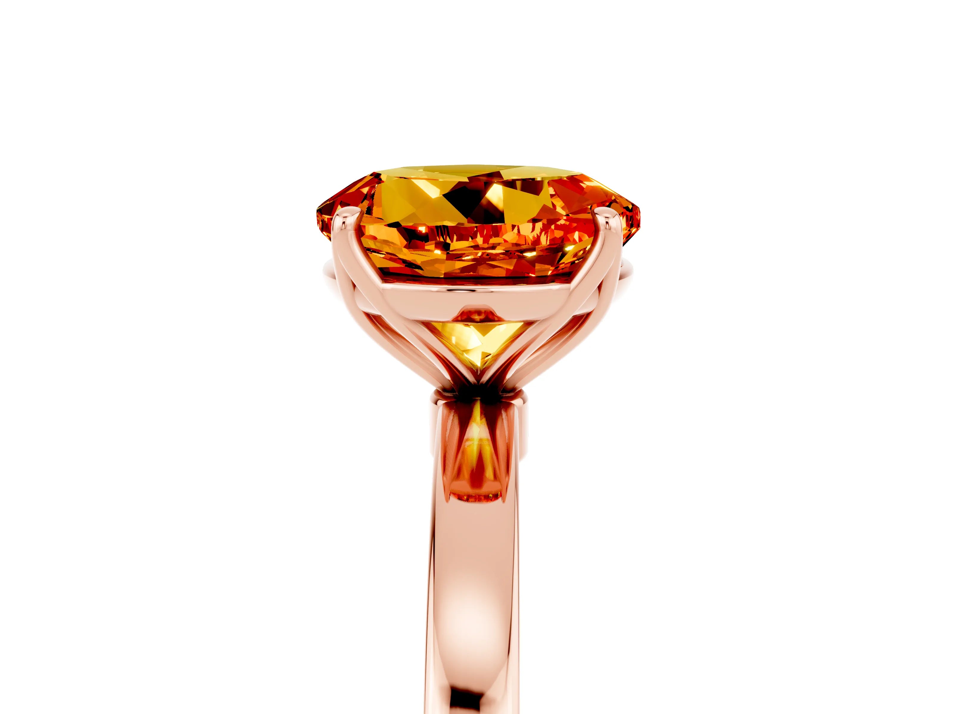 Rose gold Round Cut Solitaire Diamond Ring with Thin Band and Four-Prong Setting_5