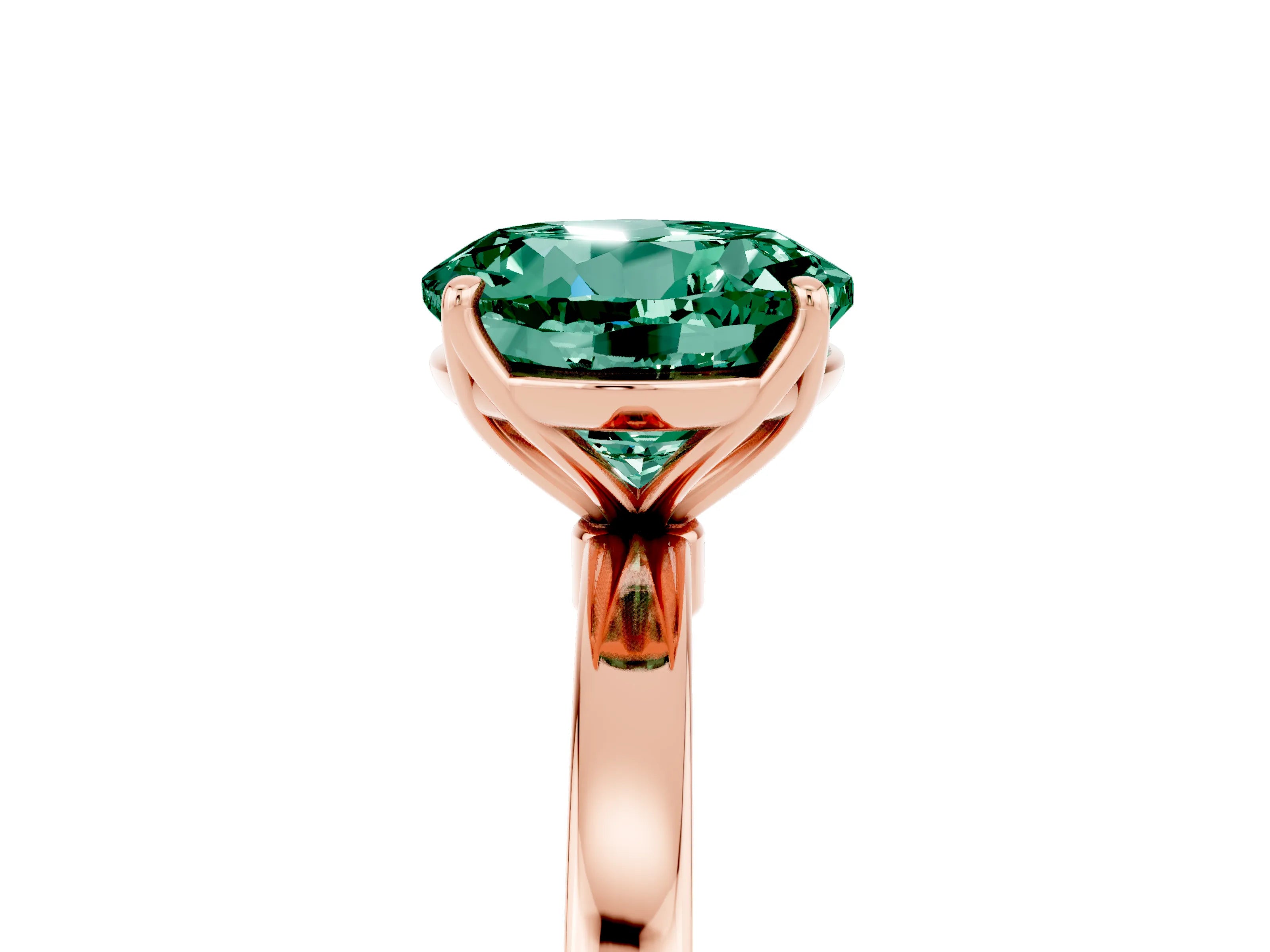 Rose gold Round Cut Solitaire Diamond Ring with Thin Band and Four-Prong Setting_5