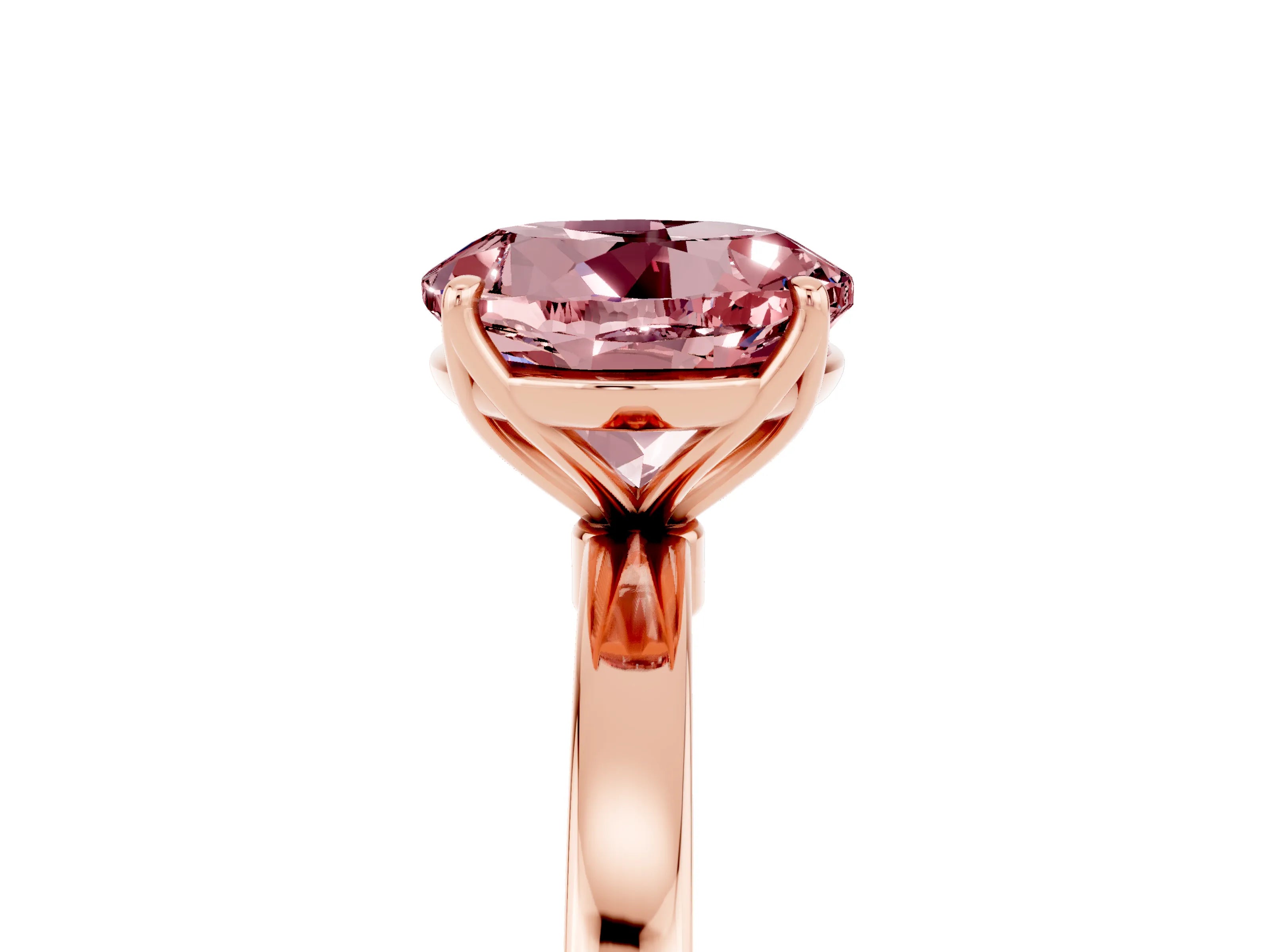 Rose gold Round Cut Solitaire Diamond Ring with Thin Band and Four-Prong Setting_5