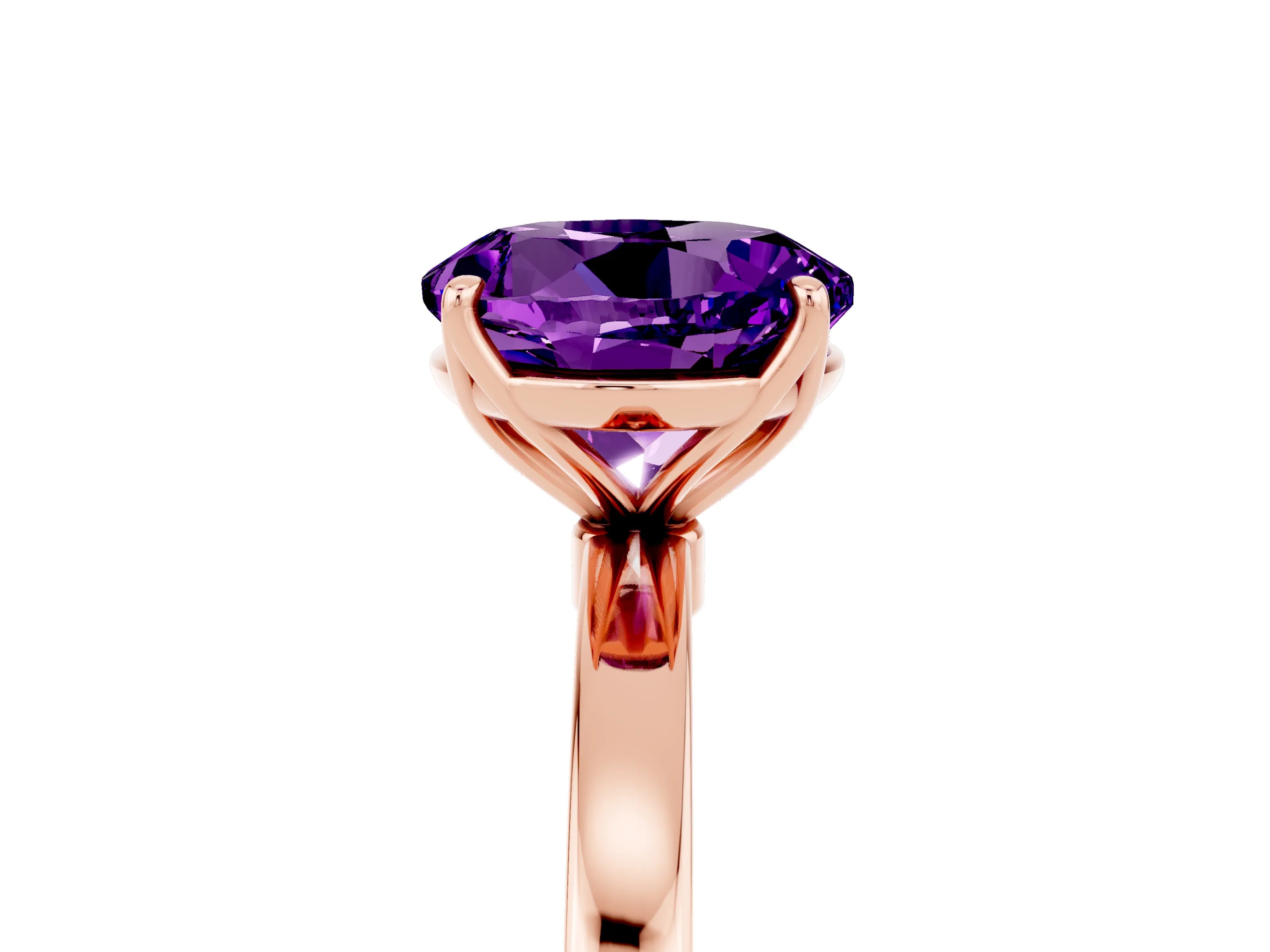 Rose gold Round Cut Solitaire Diamond Ring with Thin Band and Four-Prong Setting_5