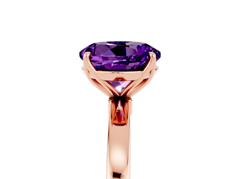 Rose gold Round Cut Solitaire Diamond Ring with Thin Band and Four-Prong Setting_5