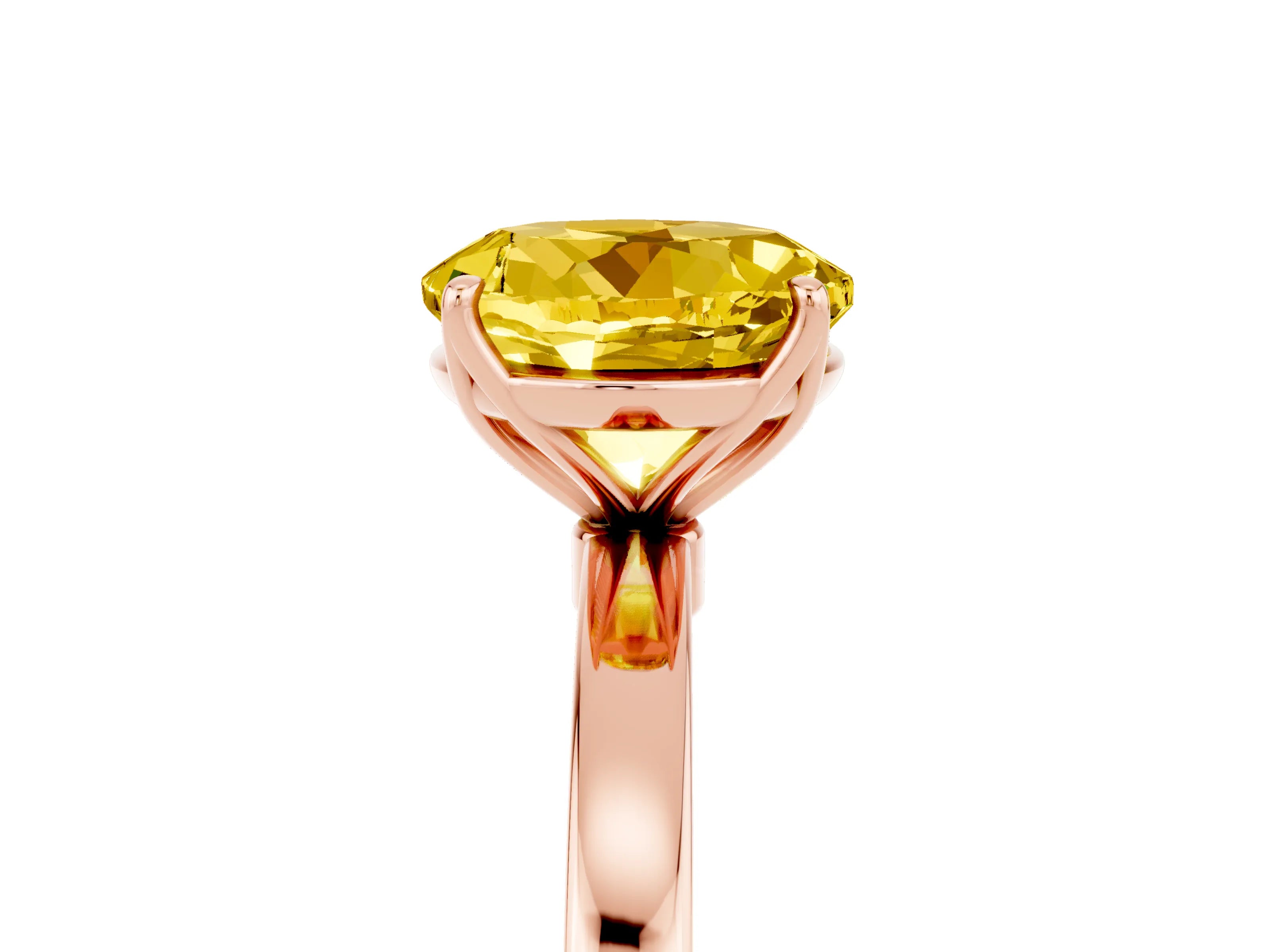 Rose gold Round Cut Solitaire Diamond Ring with Thin Band and Four-Prong Setting_5