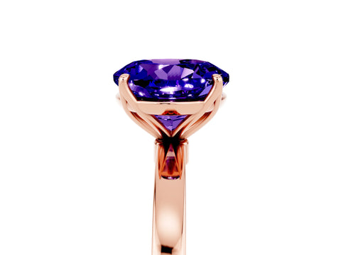 Rose gold Round Cut Solitaire Diamond Ring with Thin Band and Four-Prong Setting_5