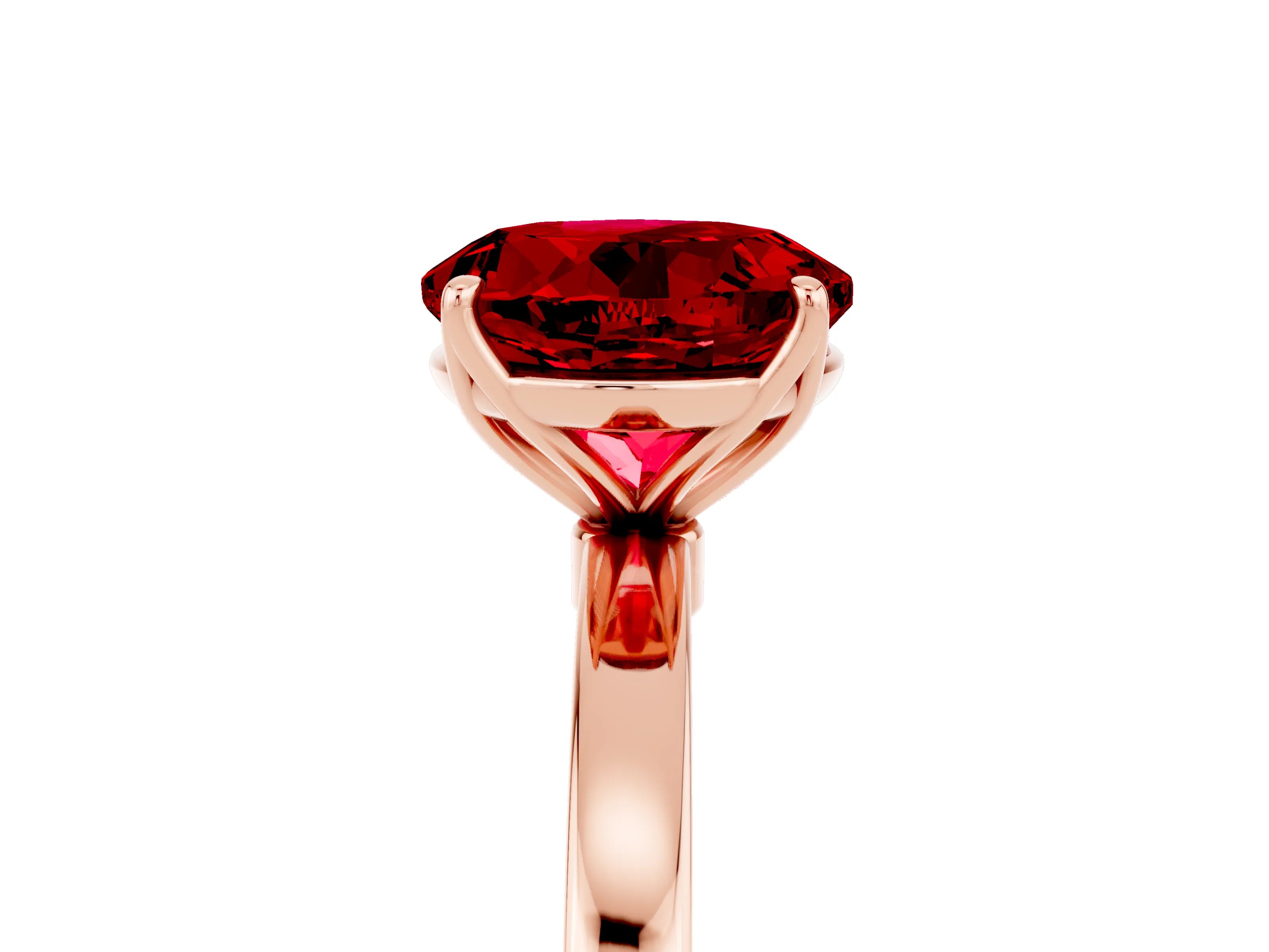 Rose gold Round Cut Solitaire Diamond Ring with Thin Band and Four-Prong Setting_5