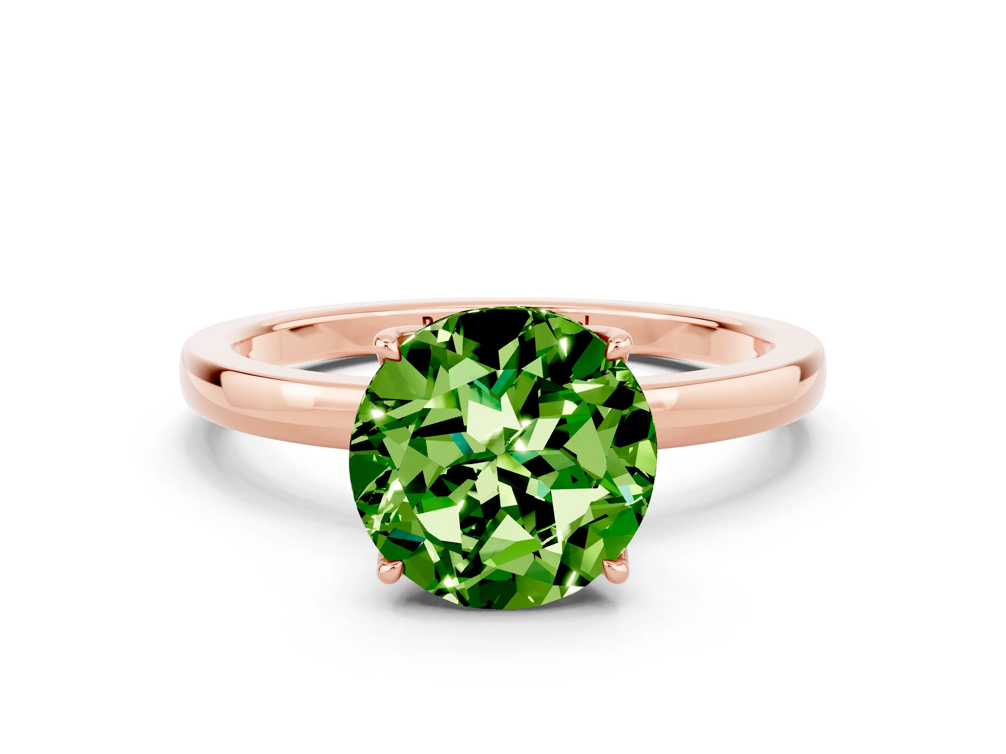 Rose gold Round Cut Solitaire Diamond Ring with Thin Band and Four-Prong Setting