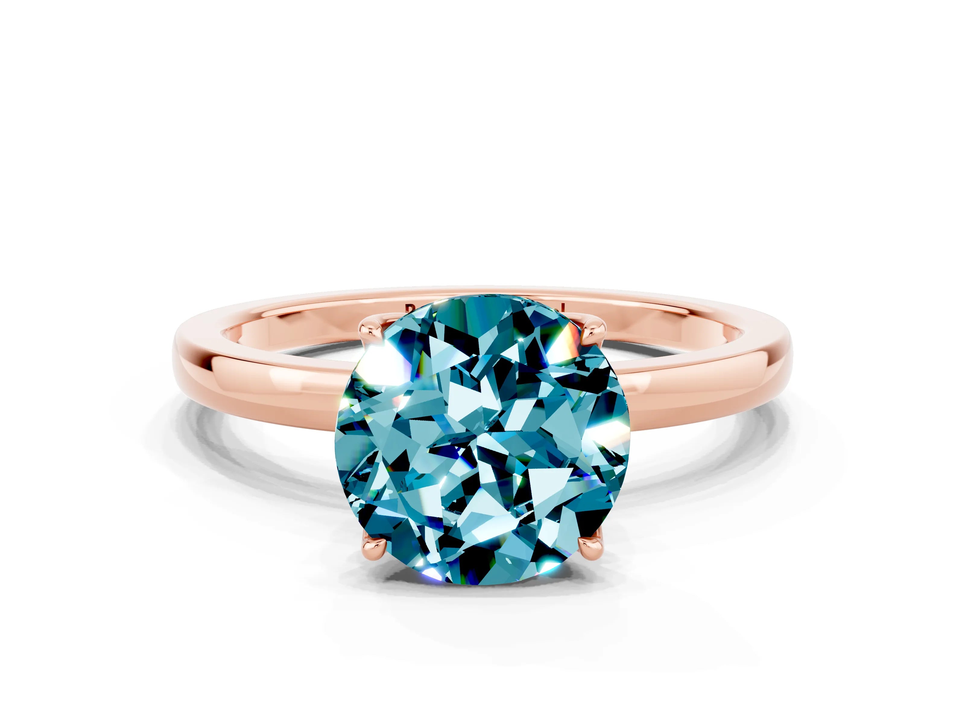 Rose gold Round Cut Solitaire Diamond Ring with Thin Band and Four-Prong Setting