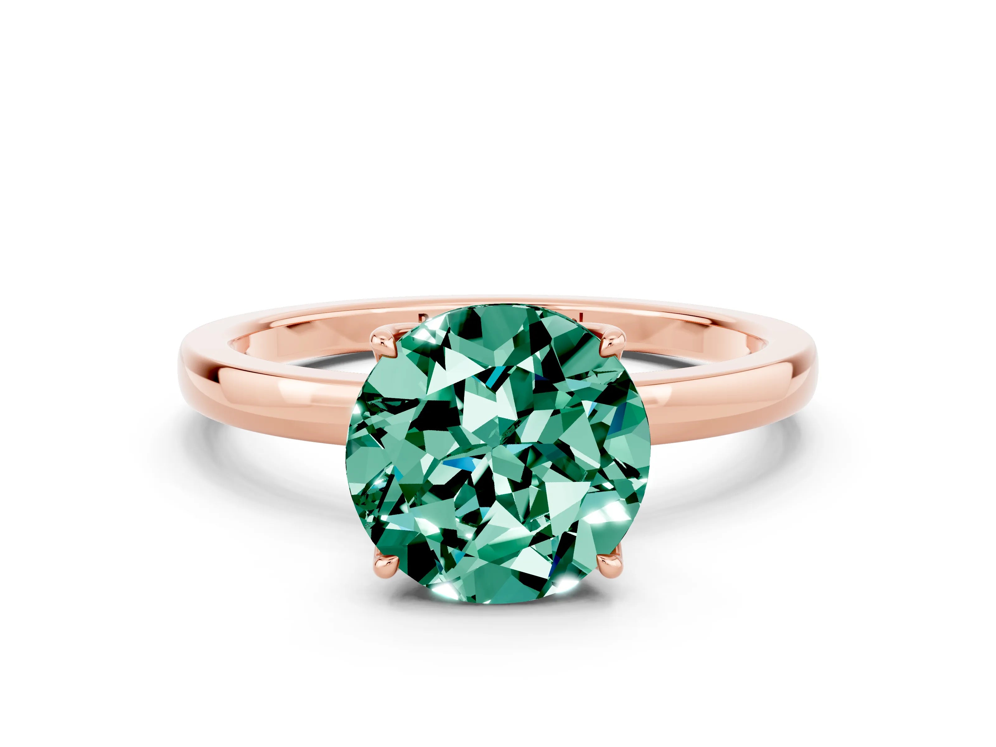 Rose gold Round Cut Solitaire Diamond Ring with Thin Band and Four-Prong Setting