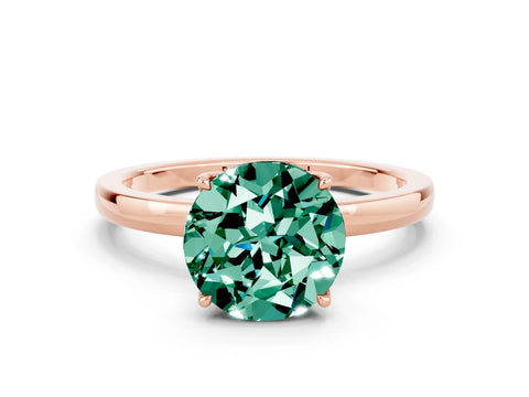 Rose gold Round Cut Solitaire Diamond Ring with Thin Band and Four-Prong Setting