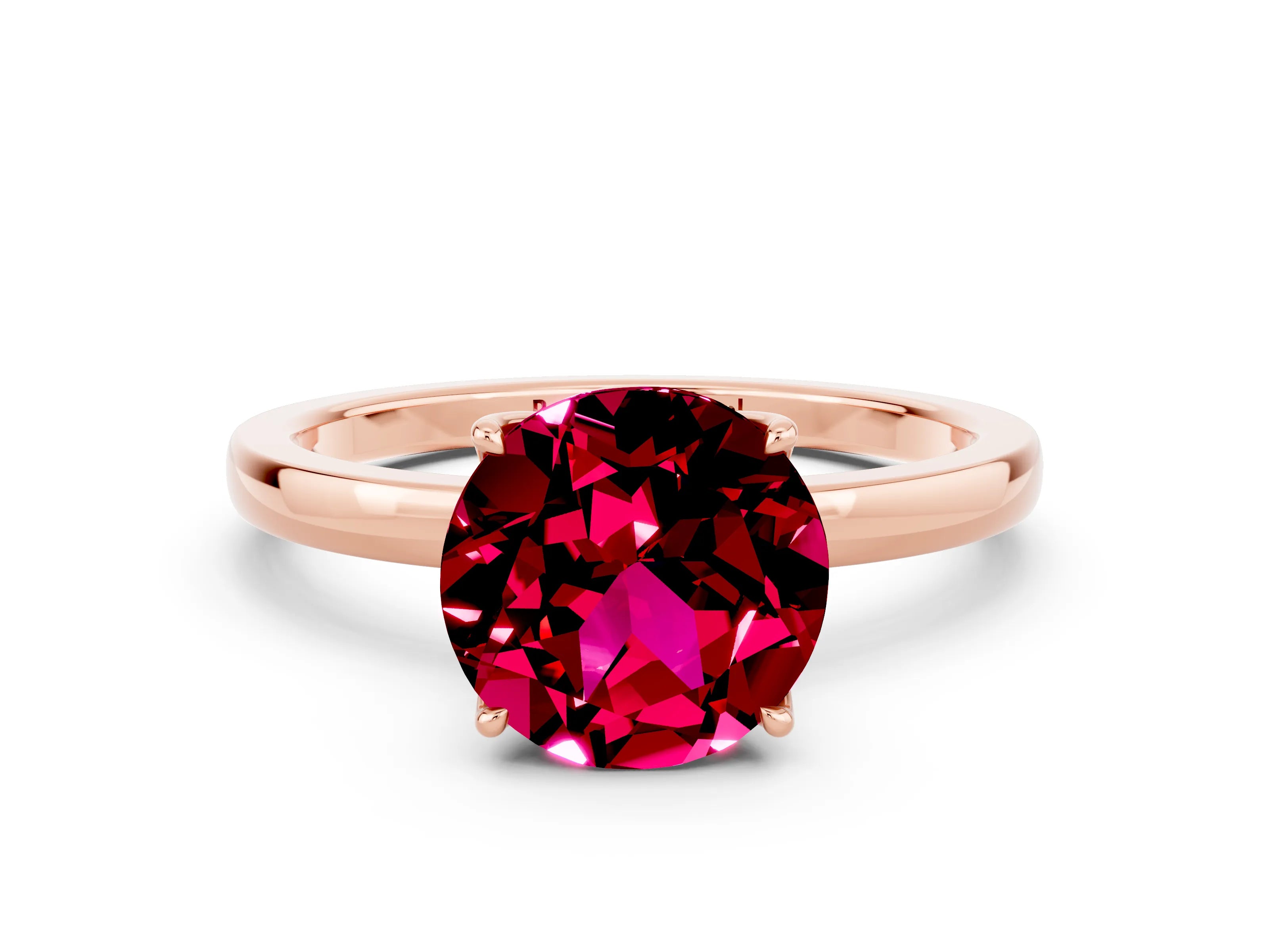 Rose gold Round Cut Solitaire Diamond Ring with Thin Band and Four-Prong Setting