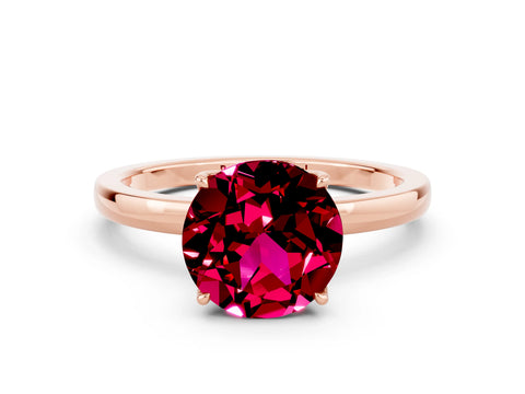 Rose gold Round Cut Solitaire Diamond Ring with Thin Band and Four-Prong Setting
