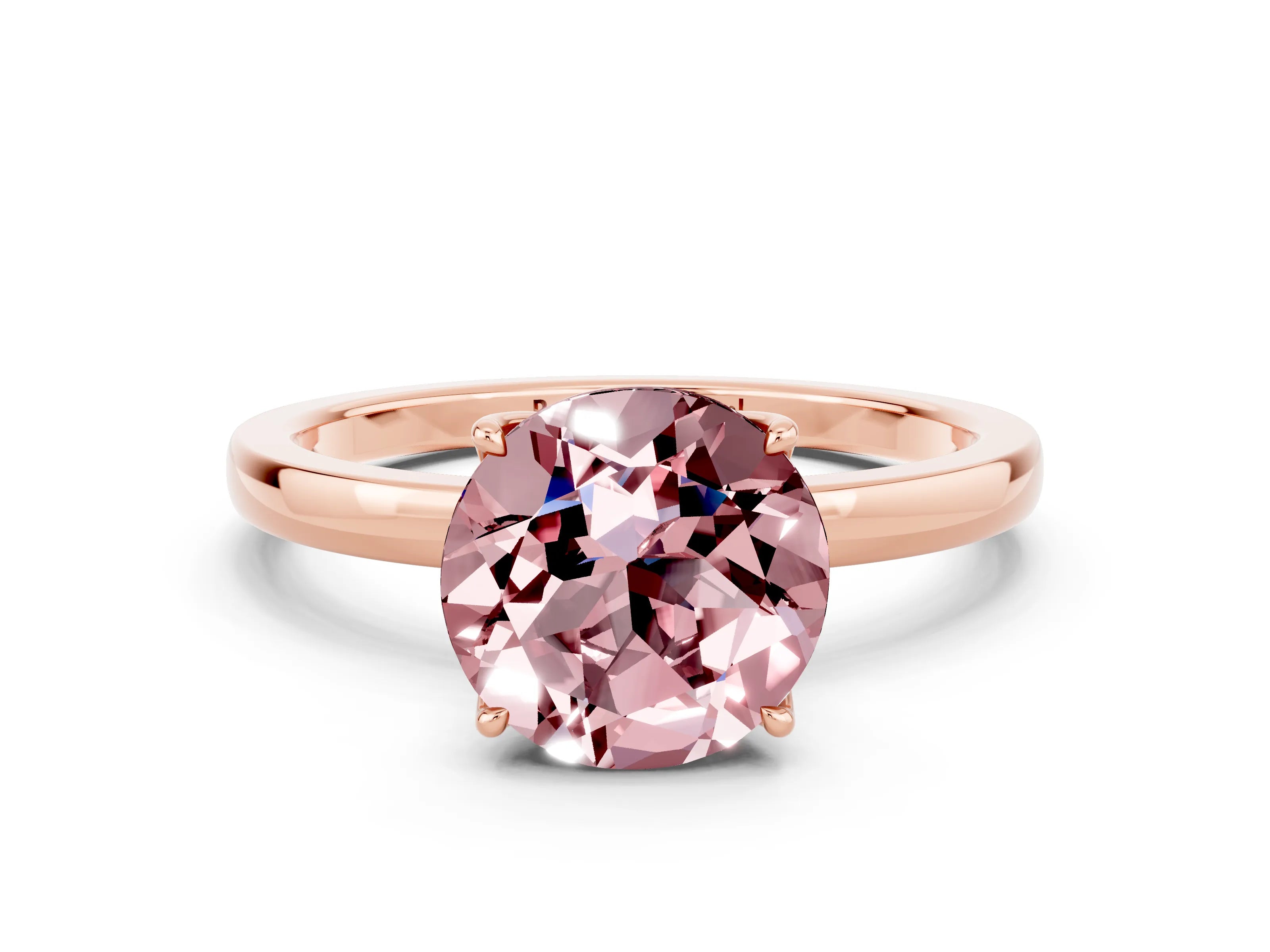 Rose gold Round Cut Solitaire Diamond Ring with Thin Band and Four-Prong Setting