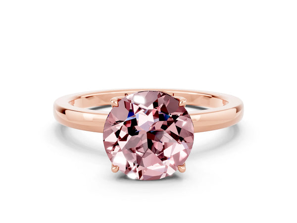 Rose gold Round Cut Solitaire Diamond Ring with Thin Band and Four-Prong Setting