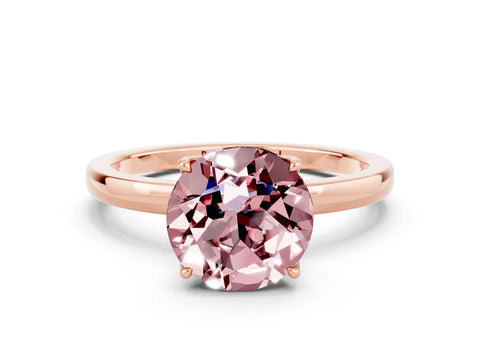Rose gold Round Cut Solitaire Diamond Ring with Thin Band and Four-Prong Setting