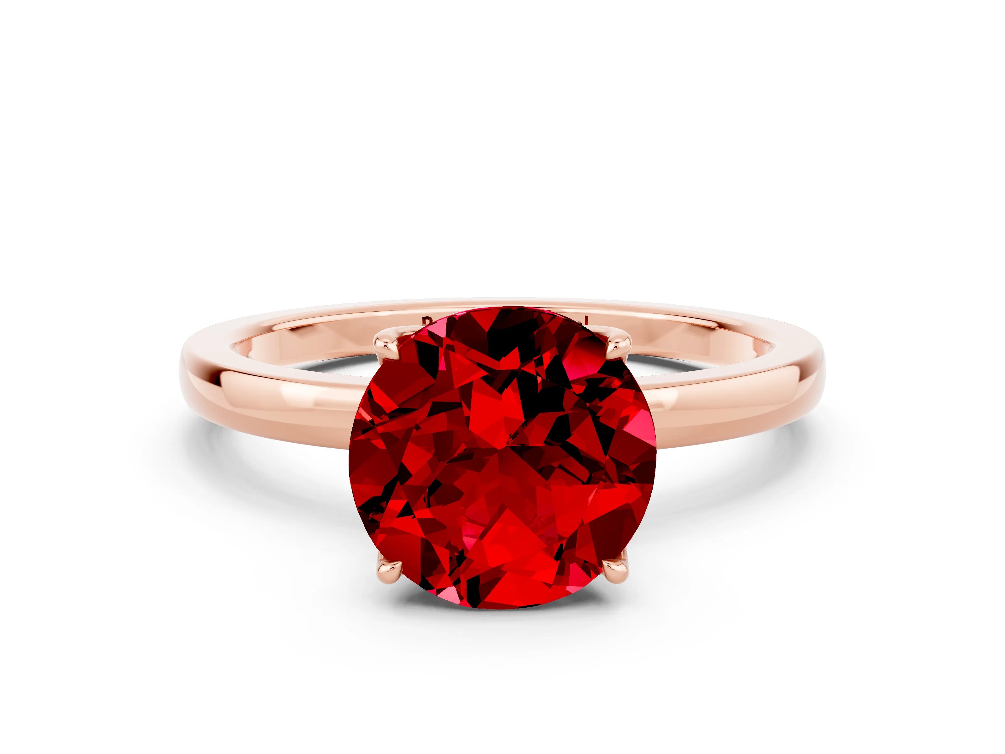 Rose gold Round Cut Solitaire Diamond Ring with Thin Band and Four-Prong Setting