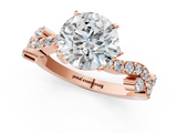 Rose gold Round Cut Solitaire Diamond Twisted Band with Pave Setting_61