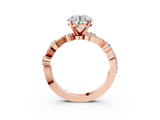 Rose gold Round Cut Solitaire Diamond Twisted Band with Pave Setting_63