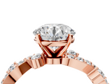 Rose gold Round Cut Solitaire Diamond Twisted Band with Pave Setting_64